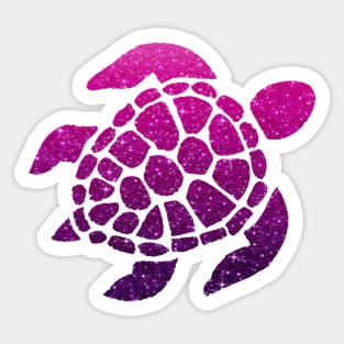 Dark Pink Purple Ombre Faux Glitter Turtle Sticker